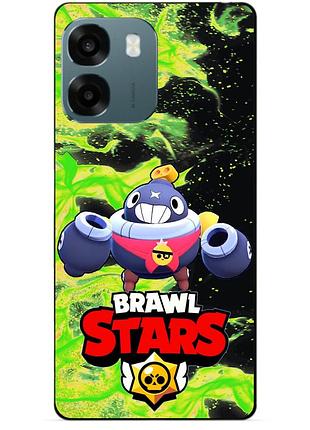 Чехол силиконовый бампер для oppo a6 с героем бравл тик brawl