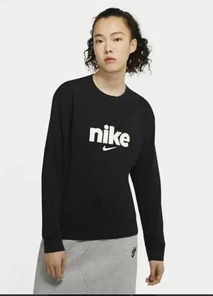 Жіночий чорний лонгслів nike crew hbr vrsty