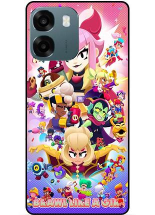 Силиконовый чехол бампер для oppo a6 с картинкой brawl like a girl бравл