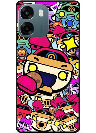 Силіконовий чохол бампер для oppo a6 стікери бравл перл brawl