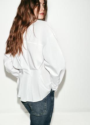 Zara сорочка біла із бавовни s