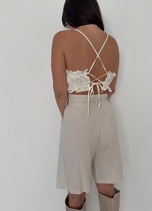 Прикольный льняной топ h&amp;m 2