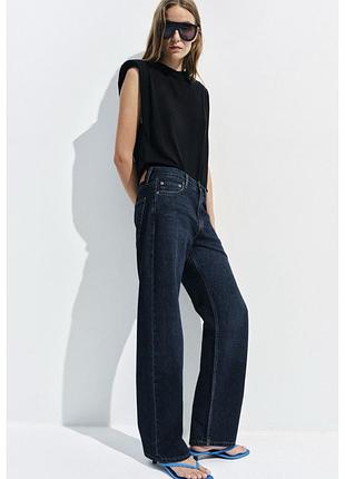 Темно сині джинси zara класичні джинси straight fit zara прямі джинси з низькою посадкою індиго джинси з низькою талією мінімалізм джинси прямого крою