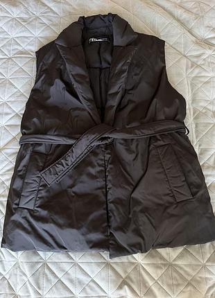 Жилетка з поясом подовжена zara