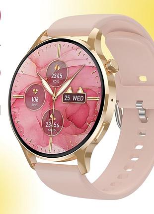 Смарт годинник жіночий lemfo watch 3 pro gold (дзвінки, тонометр, пульсоксиметр)