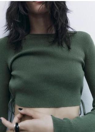 Вкорочений лонгслів # топ з довги рукавом zara