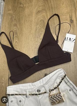 Новый стильный лиф топ от zara плотный, шоколадный