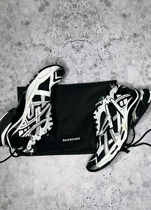 Кросівки balenciaga runner b and w black/white