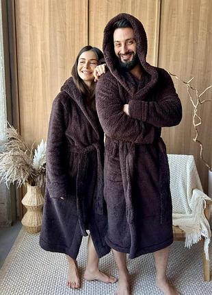 Халат унисекс с капюшоном cuddle, шоколад