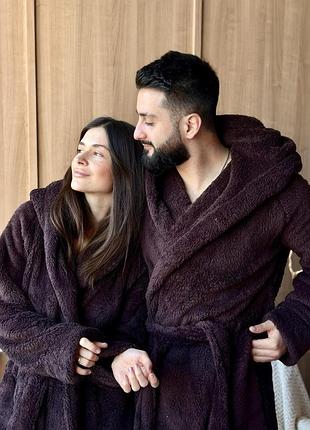 Халат унисекс с капюшоном cuddle, шоколад 8