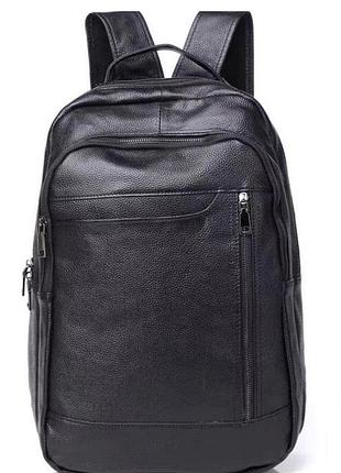 Міський чоловічий рюкзак шкіряний чорний tiding bag b2-03555a