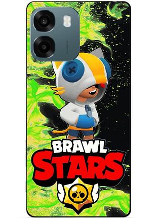 Чехол силиконовый бампер для oppo a6 с героем бравл леон кот brawl