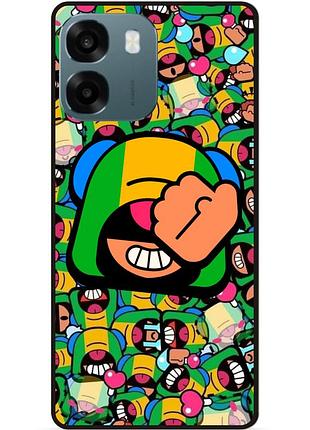 Силиконовый бампер чехол для oppo a6 стикеры бравл леон brawl