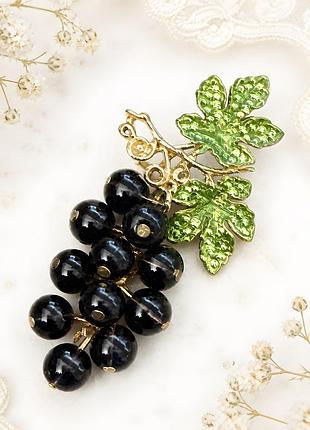 🍇✨ вишукана брошка «виноградна лоза» з намистинами та кристалами (два кольори) 💎