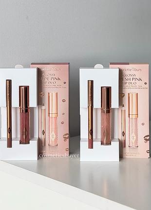 Набір для губ charlotte tilbury glossy fresh pink lip duo олівець pillow talk блиск з колагеном для губ refresh rose