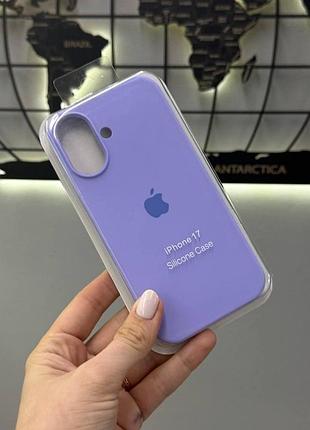 Чехол silicone case с микрофиброй для iphone 17, чехол-накладка для айфон 17 (лиловый)