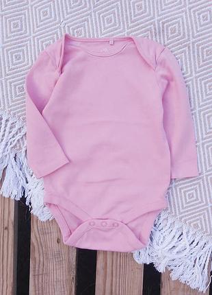 Розовый боди на длинный рукав на девочку 6-9 месяцев 🎀