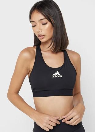 Чорний спортивний топ бра adidas оригінал жіночий кроп топ майка для фітнесу бігу