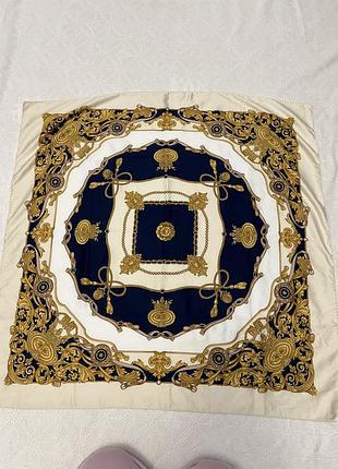 Розкішна хустка 100% натуральний шовк (італія, бароковий принт у стилі versace)