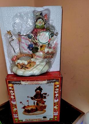 Редкий винтажный подсвечник "the happy snowman" regency fine arts (англия). коллекционное состояние nrfb!