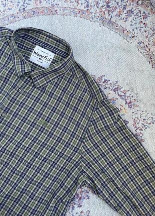 Сорочка чоловіча weird fish lando organic cotton у клітинку синя, зелена xl 2xl