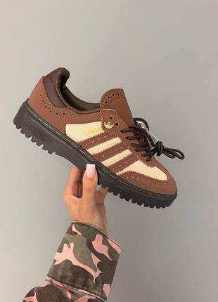 Кросівки трендові adidas samba wtr brown leather beige