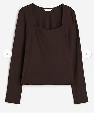 Лонгслів h&m шоколадного кольору/ коричневий лонгслів з квадратним вирізом