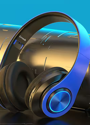 Бездротові bluetooth-навушники cvvnuk b39-b з rgb-підсвіткою та мікрофоном чорно-синій