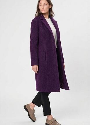 Жіноче вовняне пальто з мохером dorothy perkins у глибокому сливовому кольорі розмір 14/48
