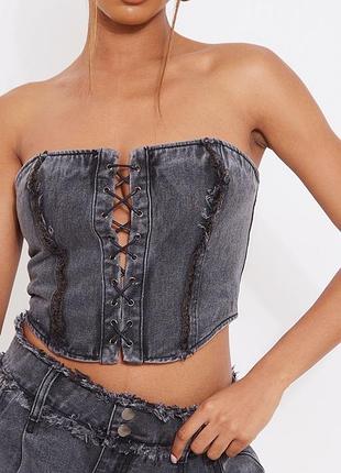 Топ корсет prettylittlething джинсовий