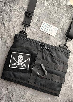 Сумка через плече з липучкою для патчів cordura кросбоді полем панелью шевронов velcro пласка на плечо urban tactical городская тактическая унісекс