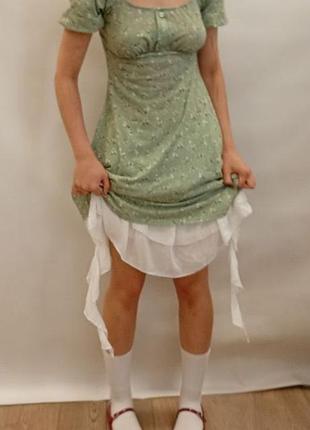 Дуже мила зелена сукня в квітку babydoll y2k dollskill kawaii girly cutecore preppy coquette cottagecore fairycore