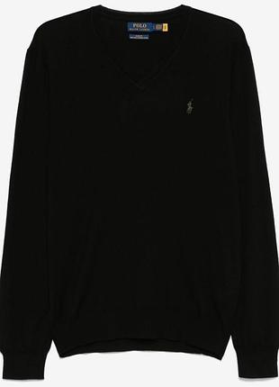 Премиальный мужской свитер джемпер пуловер черный хлопок polo ralph lauren оригинал