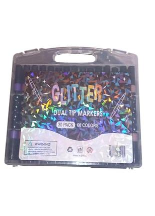 Набір маркерів із пензлевим glitter dual markers 30 шт 60 кольорів
