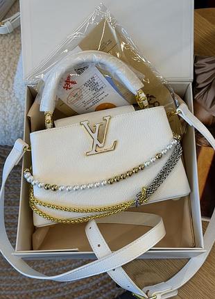 Сумка louis vuitton capucines east-west mini premium белый с жемчугом