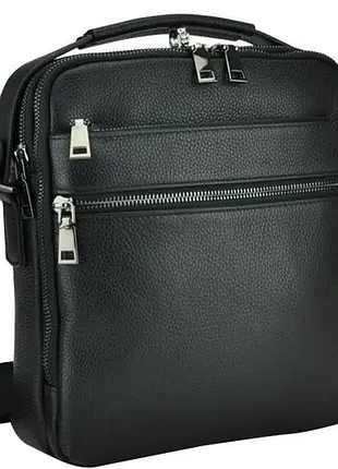 Шкіряна чоловіча сумка через плече чорна tiding bag mn-284334