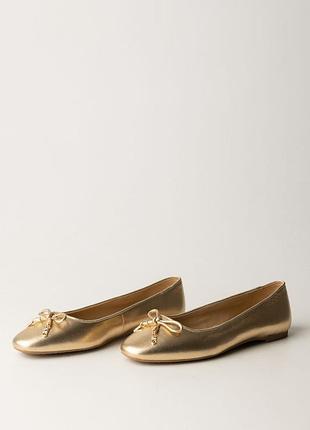 Розкішні золоті шкіряні балетки michael kors lillie flat (оригінал)