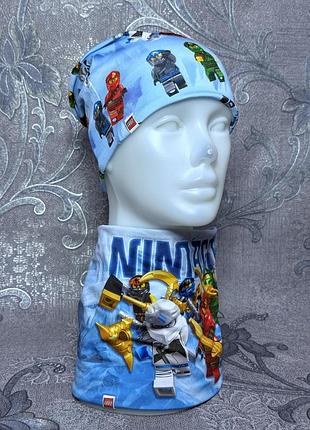 Комплект lego ninjago шапка и снуд onesize обхват головы 50-56 см флис 100% оригинал детские демисезон осень весна головные уборы для мальчиков