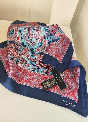 Премиальный шелковый платок-паше ted baker london (оригинал, made in italy)