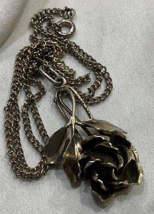 ✨🌹 винтажное колье / подвес роза бутон на цепочке (vintage detailed rose pendant necalce) 🥀✨