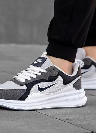 Чоловічі кросівки nike racer темно сірі легкі фірмові кроси сіточка для заняття спортом найк рейсер круте взуття із шкіри та замші