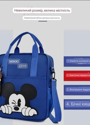 Сумка портфель микки детский синий 5