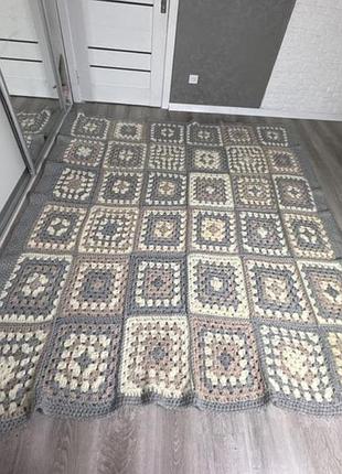 Большое плед покрывало вязаное крючком