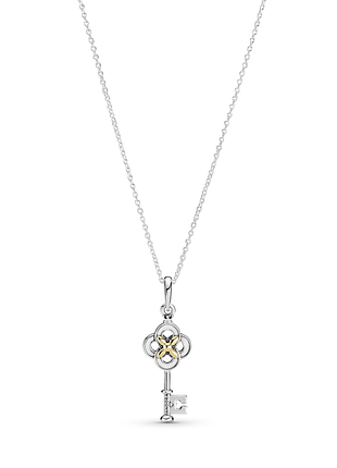 Серебряное колье pandora "ключ и цветок" 399339c01