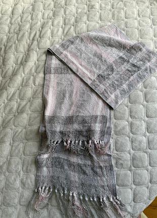 Жіночий теплий шарф marks & spencer (m&s) у клітинку з люрексом