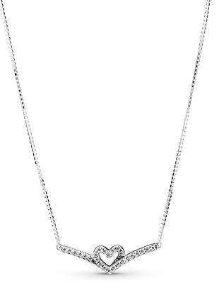 Серебряное колье "блестящее сердце" 399273c01