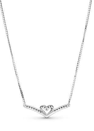 Серебряное колье "блестящее сердце" 399273c01 4