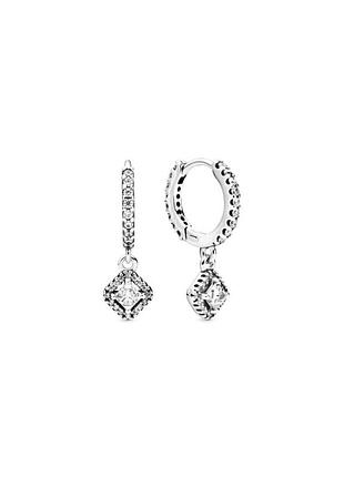 Сережки pandora "сяючі квадрати" 298503c01