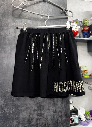 Оригинал! черная мини-юбка moschino с эластичным поясом, юбка moschino, спідниця moschino, чорна спідниця, юбка moschino