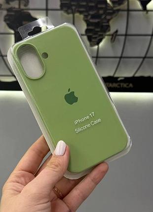 Чехол silicone case с микрофиброй для iphone 17, чехол-накладка для айфон 17 (зеленый)
